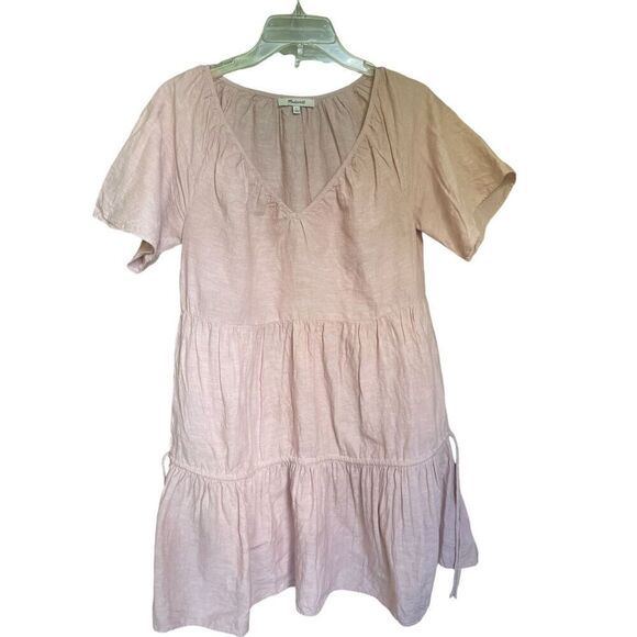 Madewell Linen Blend Lorelei Mini Dress Pale Pink Size S - Picture 6 of 16
